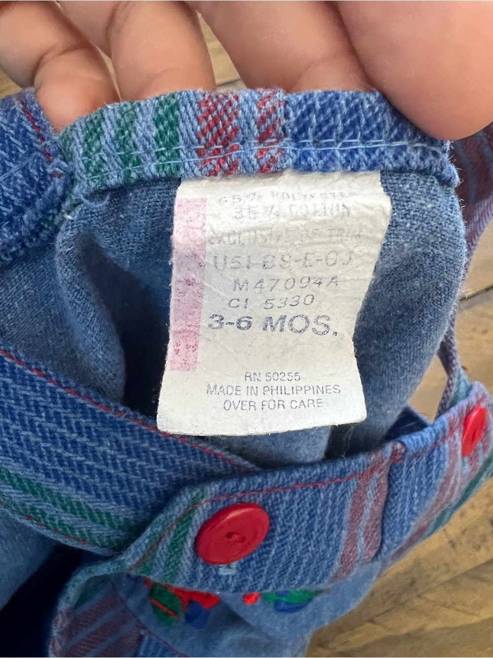 Vintage Baby Striped Blue Overalls with Airplane Embroidery - Picture 5 of 5